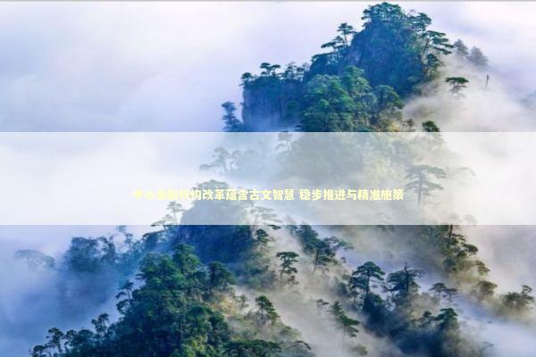 中小金融机构改革蕴含古文智慧 稳步推进与精准施策