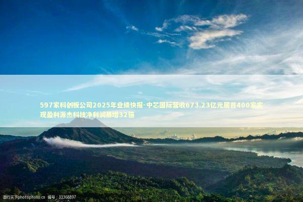 597家科创板公司2025年业绩快报-中芯国际营收673.23亿元居首400家实现盈利源杰科技净利润暴增32倍