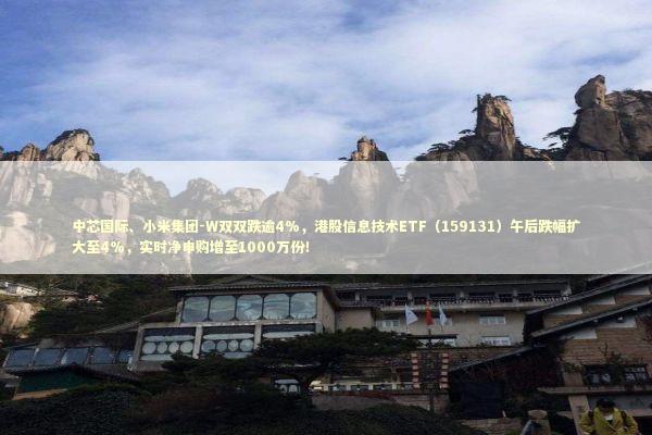 中芯国际、小米集团-W双双跌逾4%，港股信息技术ETF（159131）午后跌幅扩大至4%，实时净申购增至1000万份！